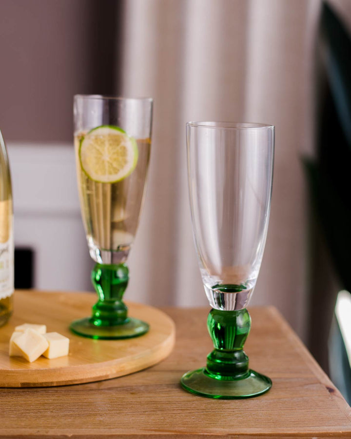Swirl Grøn Champagneglas - Sæt af 6