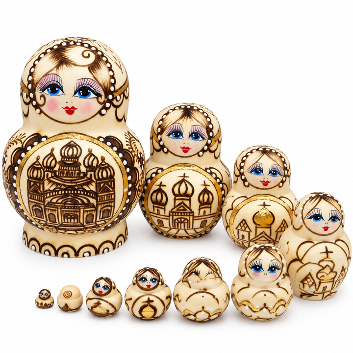 10 stk./sæt træ russiske matryoshka dukker