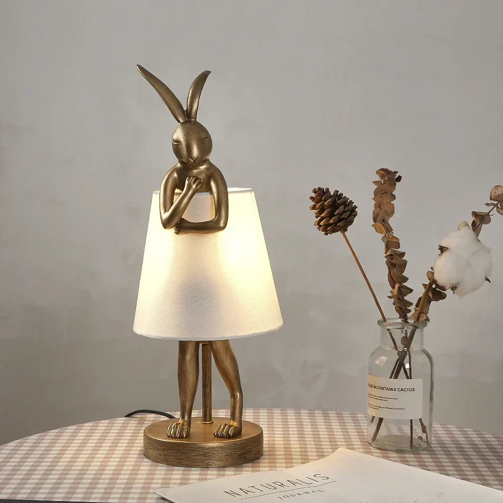 Kaninhoved Bordlampe – Dæmpbar LED Natlampe i Moderne Design til Børneværelse &amp; Stue |