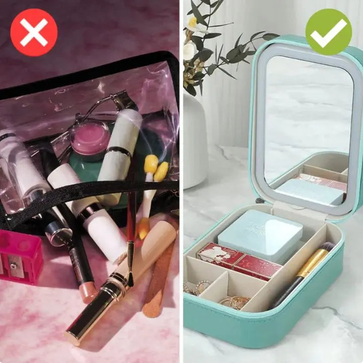 Kosmetisk taske med LED-spejl – Makeup &amp; Organiser hvor som helst