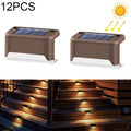 12 PCS Solcelledrevet LED Udendørs Trappelygte IP65 Vandtæt Have Lampe, Varm Hvid Lys (Brun)