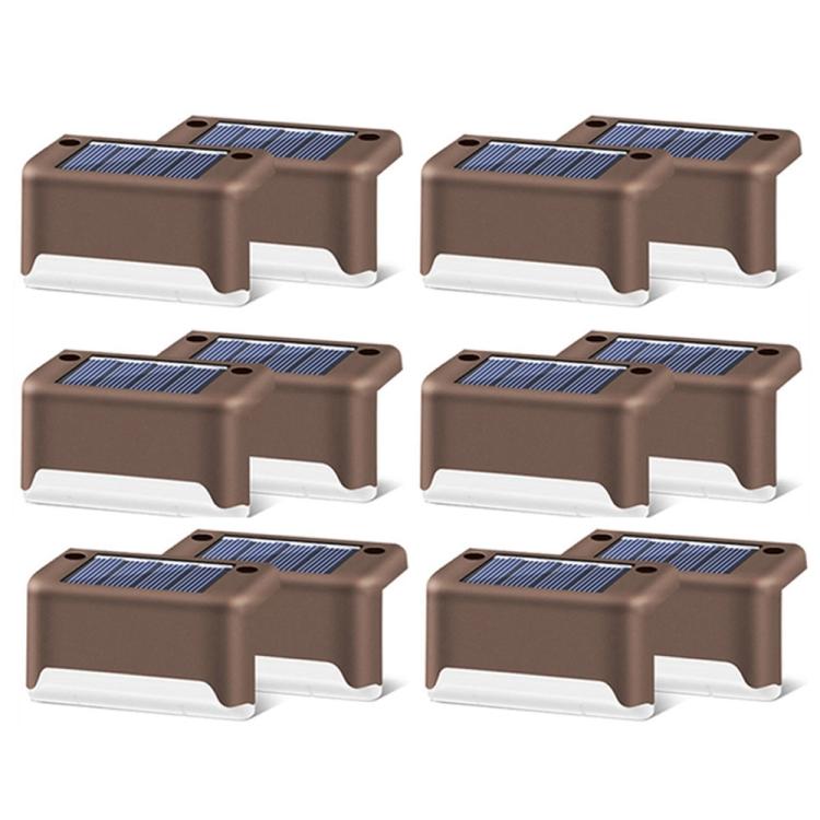 12 PCS Solcelledrevet LED Udendørs Trappelygte IP65 Vandtæt Have Lampe, Varm Hvid Lys (Brun)