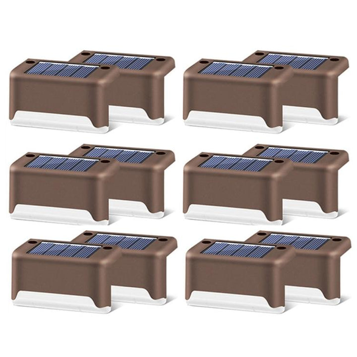 12 PCS Solcelledrevet LED Udendørs Trappelygte IP65 Vandtæt Have Lampe, Varm Hvid Lys (Brun)