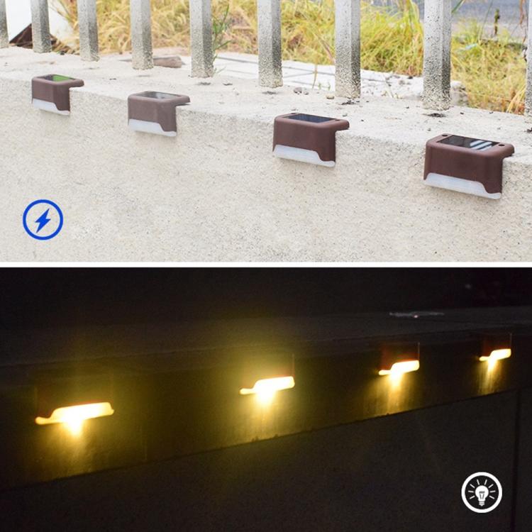 12 PCS Solcelledrevet LED Udendørs Trappelygte IP65 Vandtæt Have Lampe, Varm Hvid Lys (Brun)