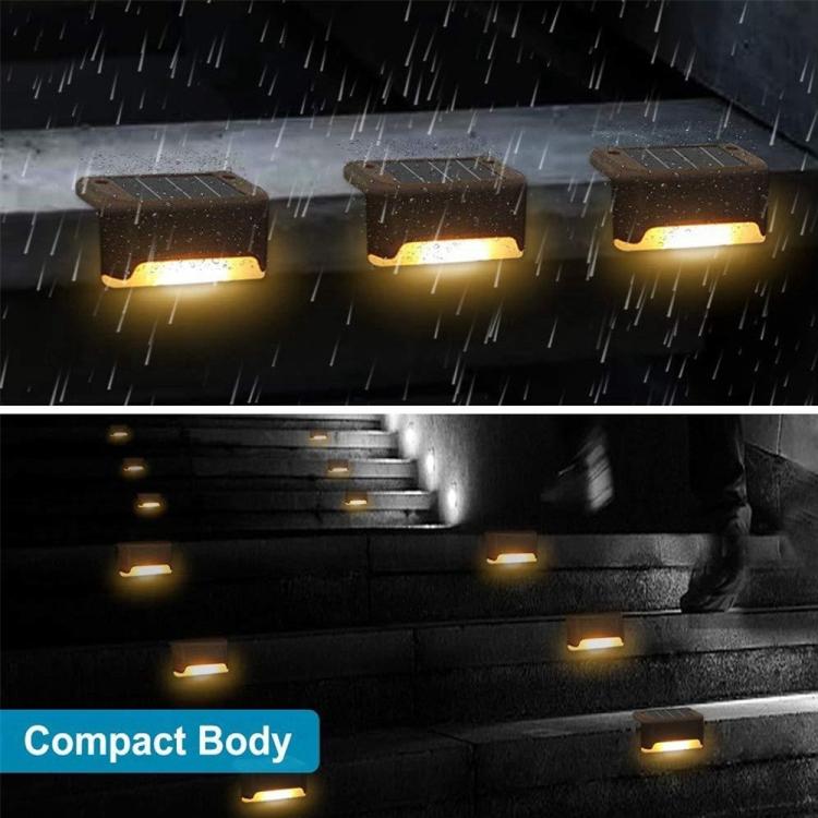 12 PCS Solcelledrevet LED Udendørs Trappelygte IP65 Vandtæt Have Lampe, Varm Hvid Lys (Brun)