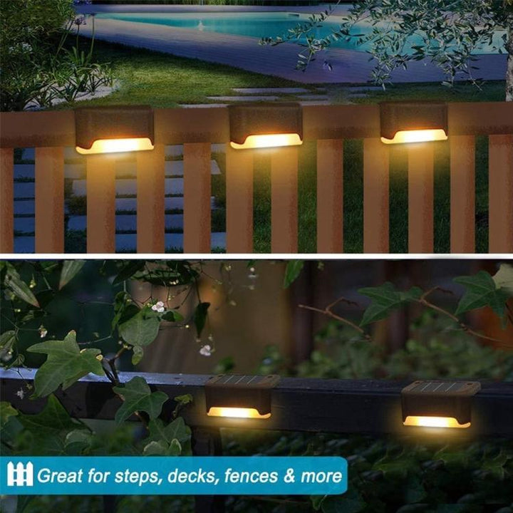 12 PCS Solcelledrevet LED Udendørs Trappelygte IP65 Vandtæt Have Lampe, Varm Hvid Lys (Brun)