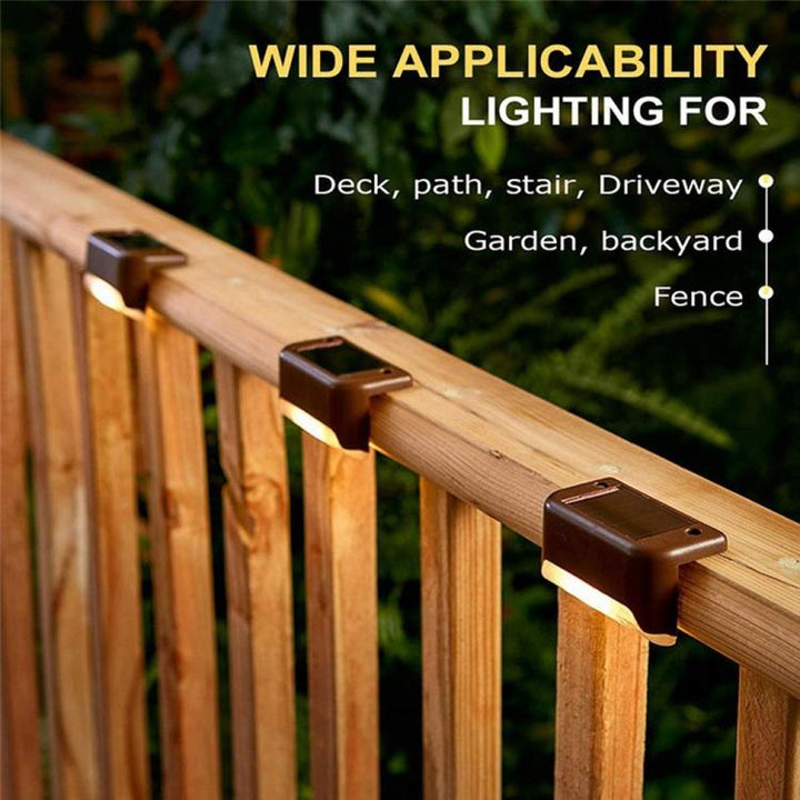 12 PCS Solcelledrevet LED Udendørs Trappelygte IP65 Vandtæt Have Lampe, Varm Hvid Lys (Brun)