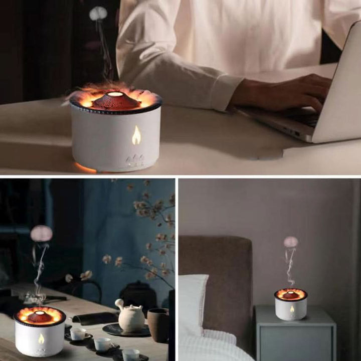Aroma luftfugter med flammeeffekt &amp; natlys til afslapning &amp; rumduft