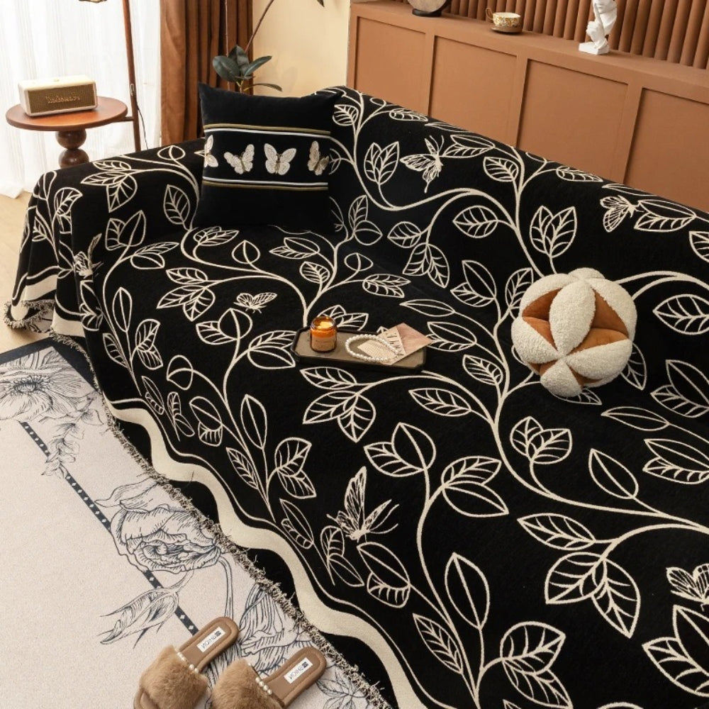 Blad Inspireret Luksus Chenille Sofatræk