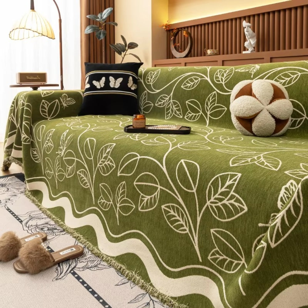 Blad Inspireret Luksus Chenille Sofatræk