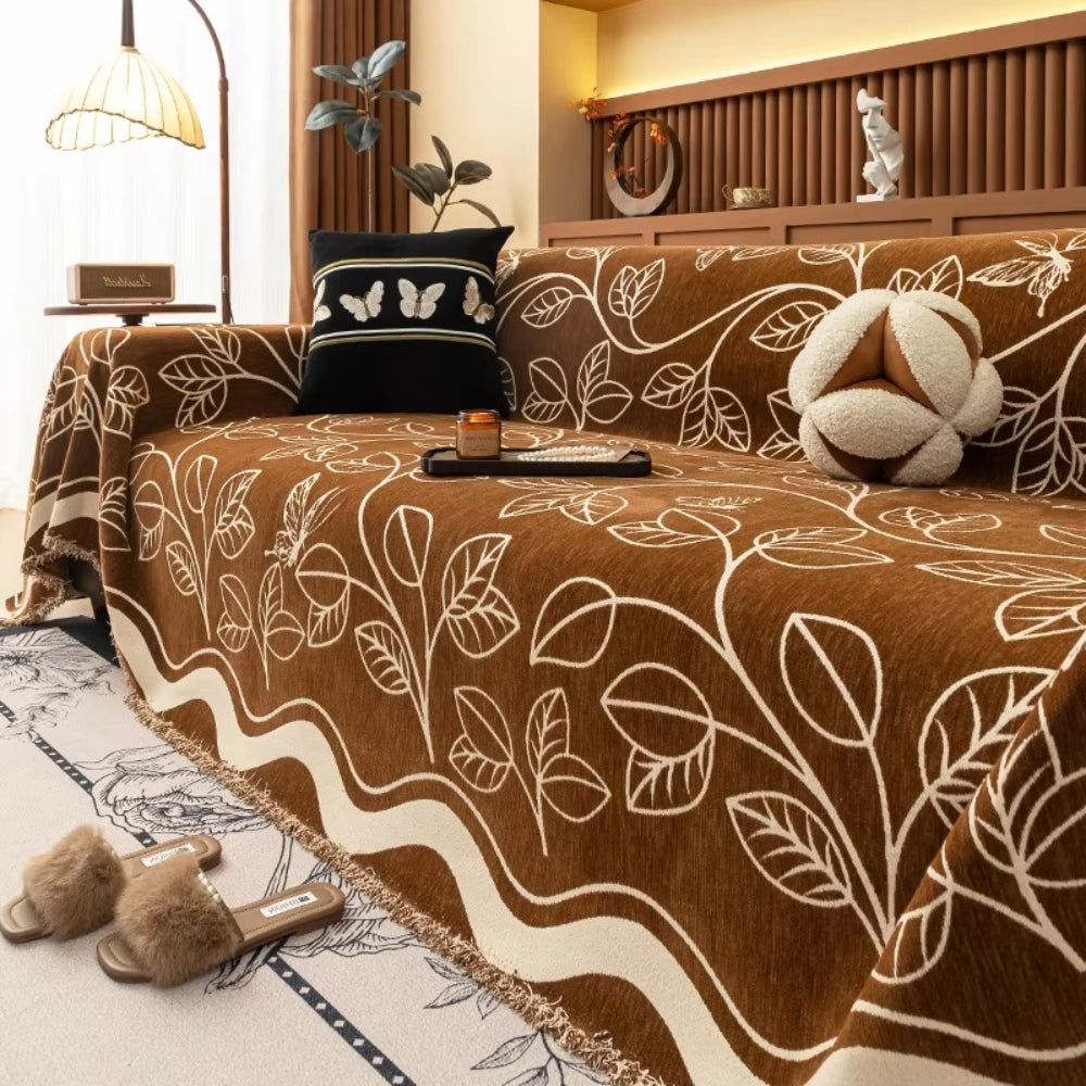 Blad Inspireret Luksus Chenille Sofatræk