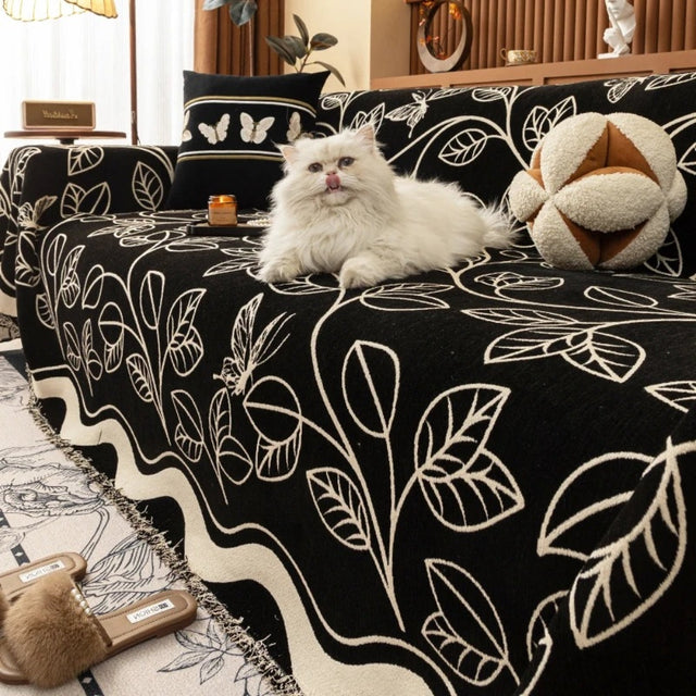 Blad Inspireret Luksus Chenille Sofatræk