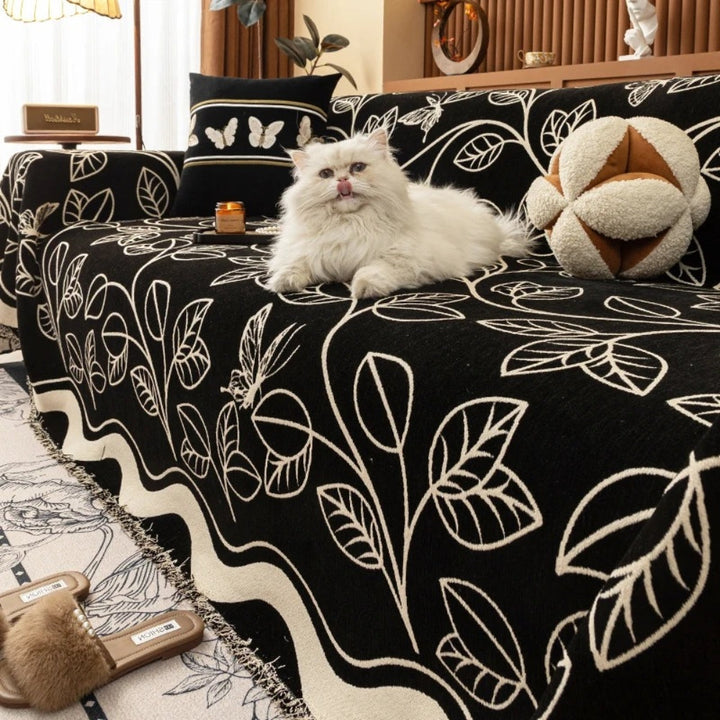 Blad Inspireret Luksus Chenille Sofatræk