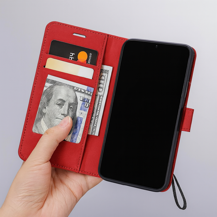 Læder Pung Flip Telefon Etui