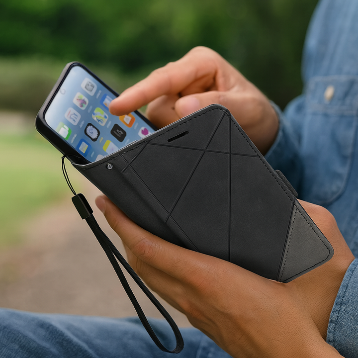 Læder Pung Flip Telefon Etui