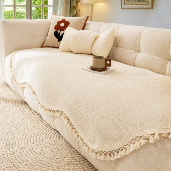 Luksus Chenille Vævet Tekstur Puf Sofa Cover
