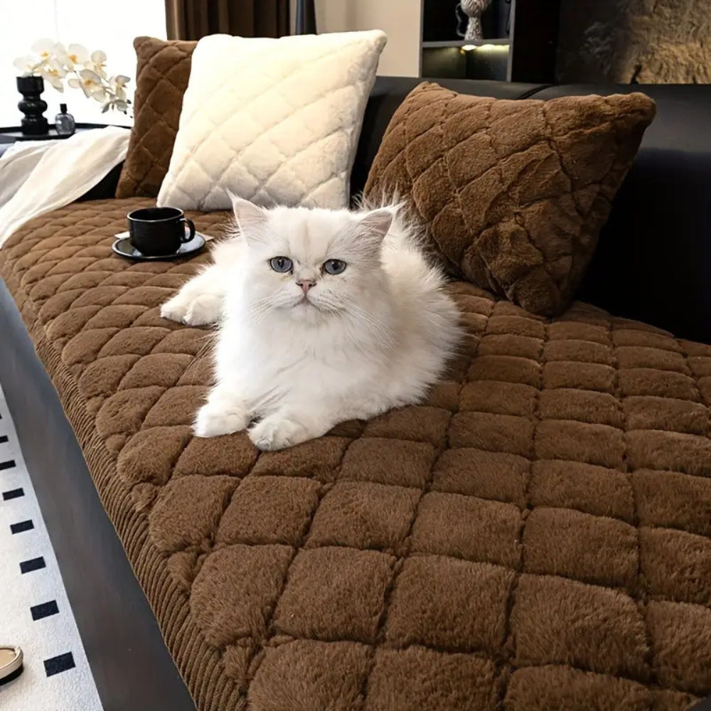 Luksuriøs Plush Diamant Stitched Sofa Cover