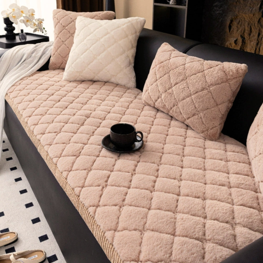 Luksuriøs Plush Diamant Stitched Sofa Cover