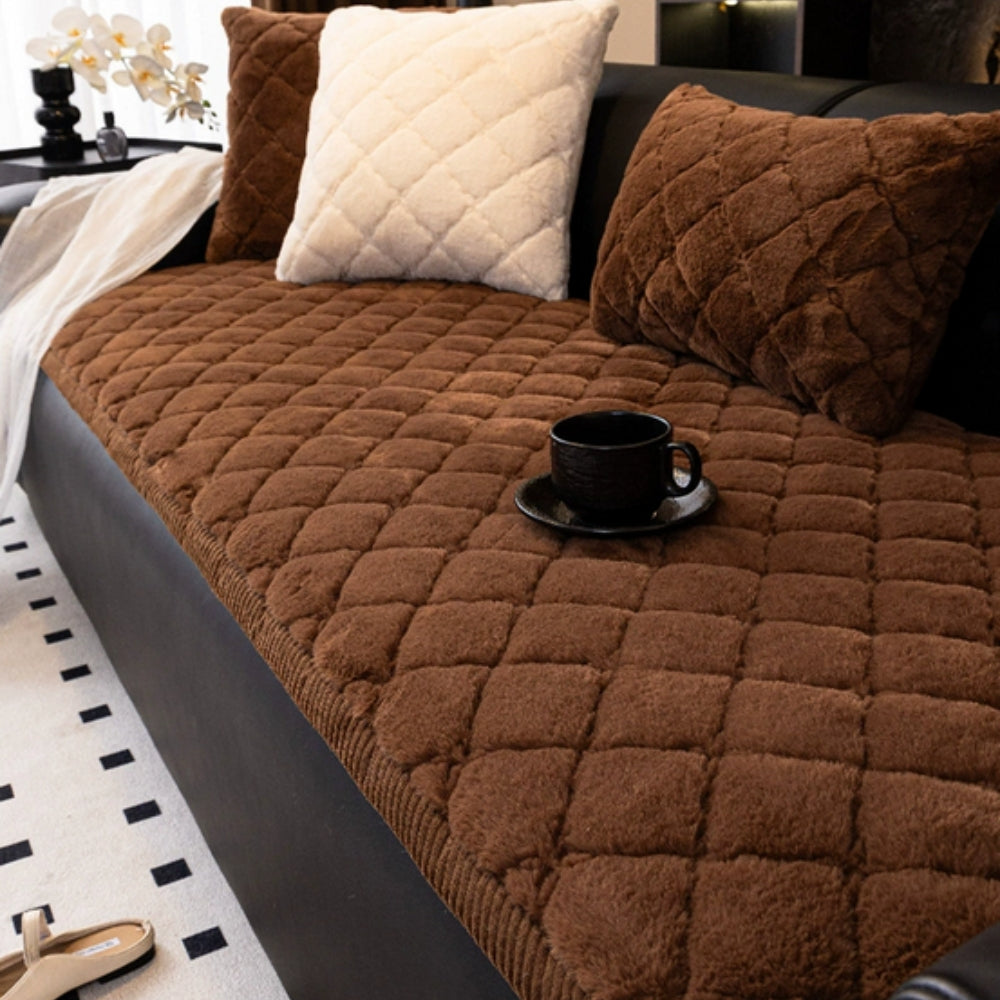 Luksuriøs Plush Diamant Stitched Sofa Cover