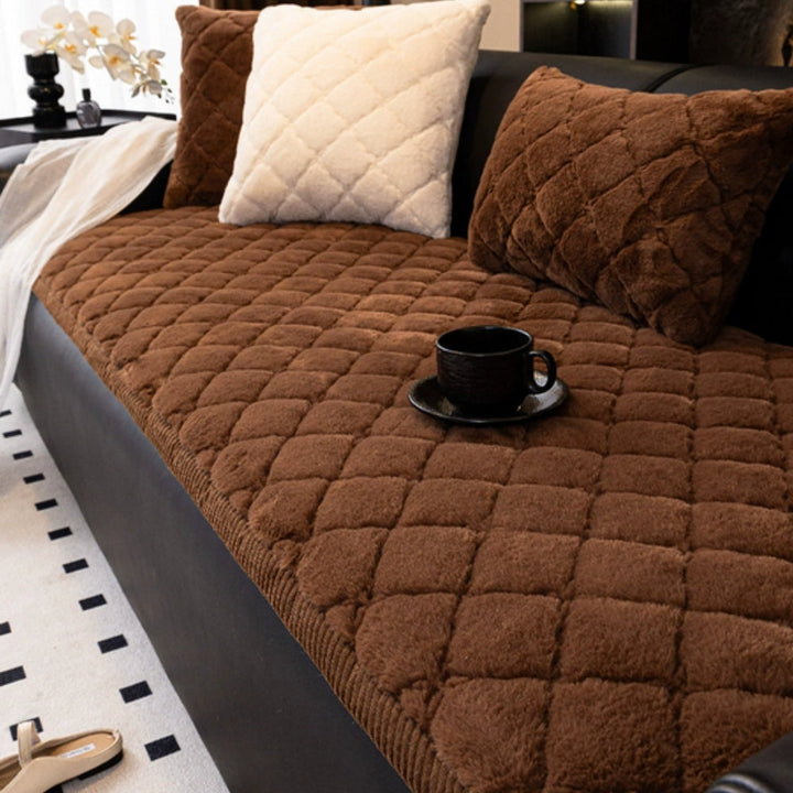 Luksuriøs Plush Diamant Stitched Sofa Cover