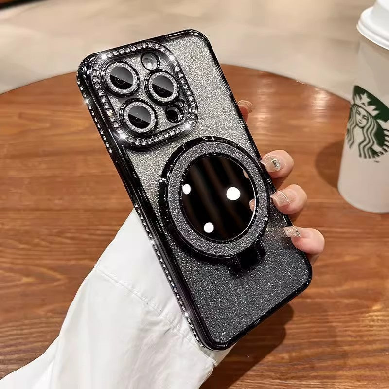 Telefoncover med Spejl Magnetisk Stativ Glitter
