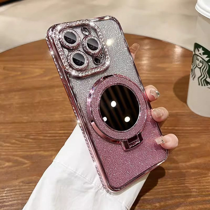 Telefoncover med Spejl Magnetisk Stativ Glitter