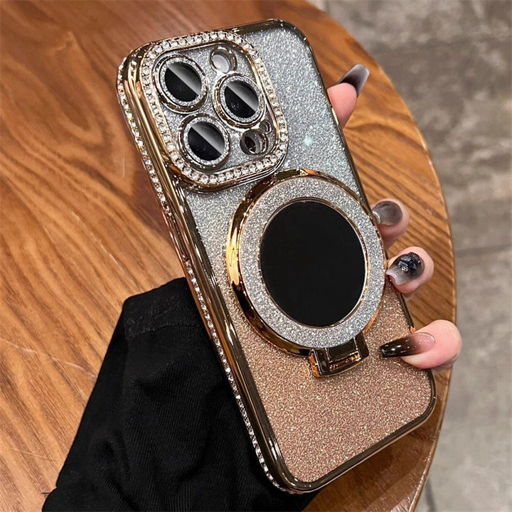 Telefoncover med Spejl Magnetisk Stativ Glitter