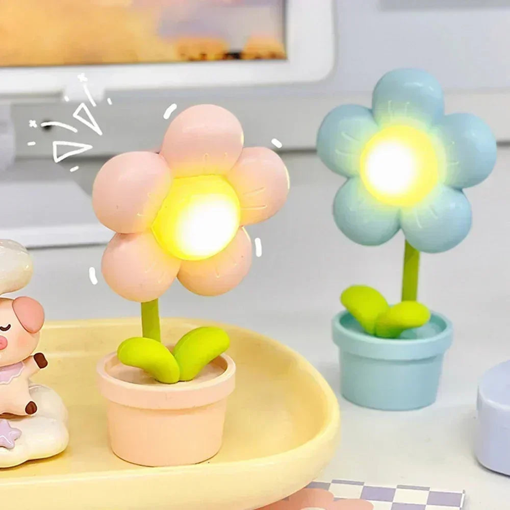 Sød Blomst Natlampe til Børn – LED Bordlampe i Blomsterdesign til Børneværelset