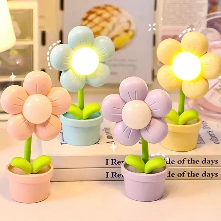 Sød Blomst Natlampe til Børn – LED Bordlampe i Blomsterdesign til Børneværelset