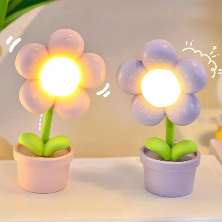 Sød Blomst Natlampe til Børn – LED Bordlampe i Blomsterdesign til Børneværelset