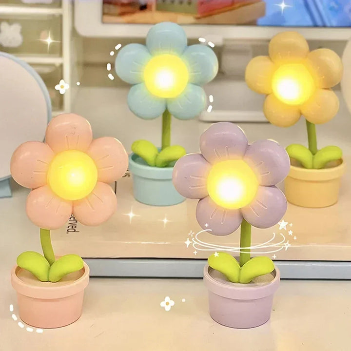 Sød Blomst Natlampe til Børn – LED Bordlampe i Blomsterdesign til Børneværelset