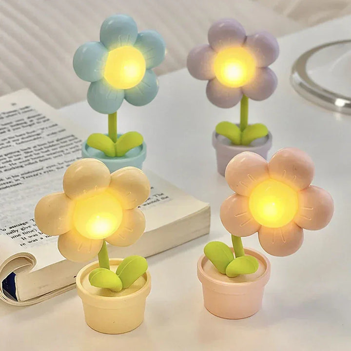 Sød Blomst Natlampe til Børn – LED Bordlampe i Blomsterdesign til Børneværelset