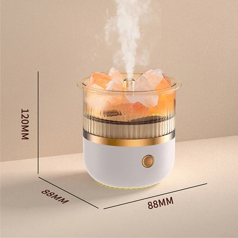 Himalaya saltkrystal lampe &amp; æterisk olie diffuser, USB ultrasonisk luftfugter til hjemmet &amp; kontoret