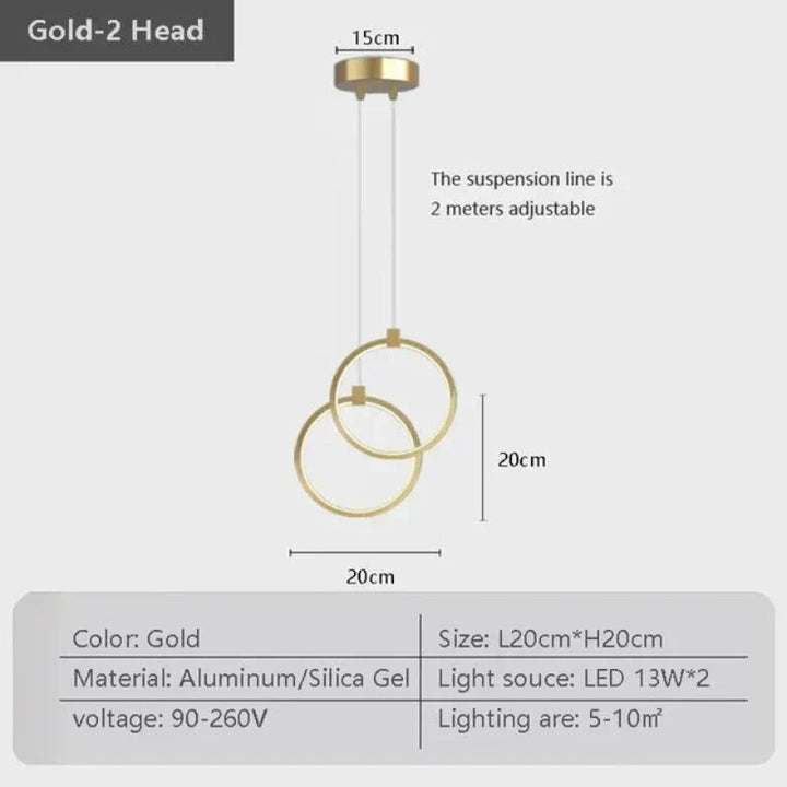 Elegant Dobbelt Ring Pendel Lys | DuoGlow
