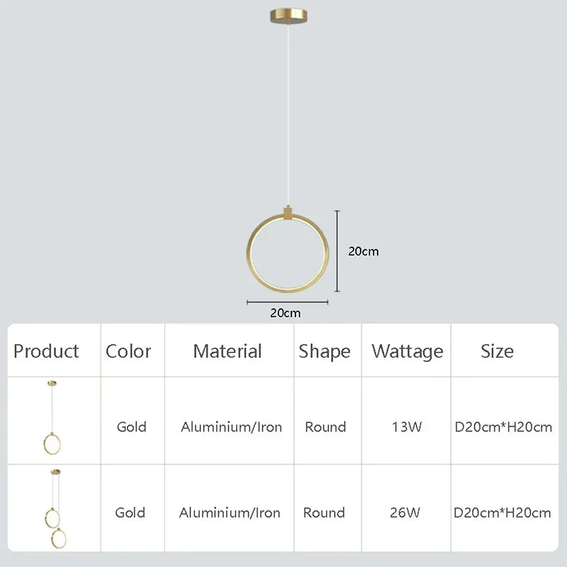 Elegant Dobbelt Ring Pendel Lys | DuoGlow