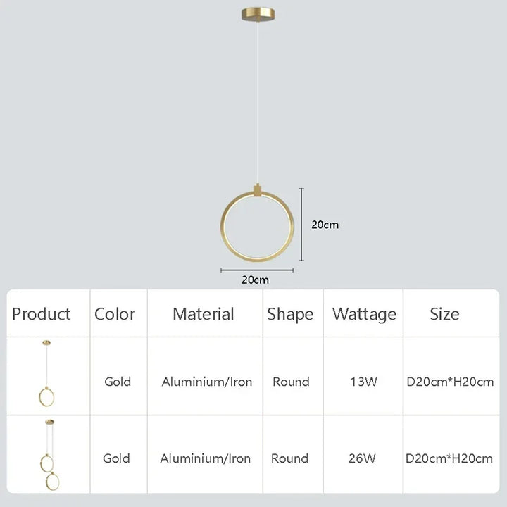 Elegant Dobbelt Ring Pendel Lys | DuoGlow