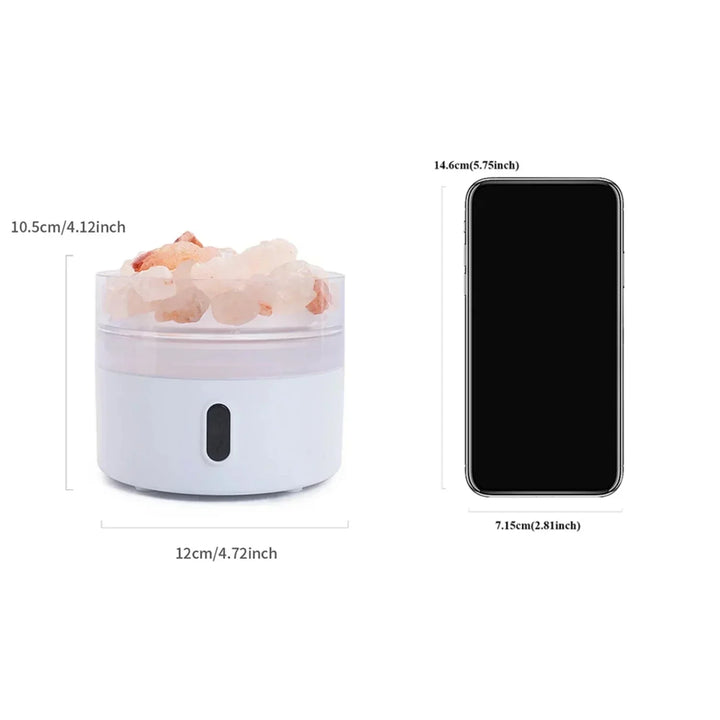 Saltlampe Diffuser - USB Ultrasonisk Æterisk Oliediffuser med Himalayasaltkrystaller &amp; Nattelys