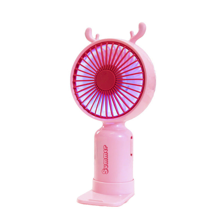 Bærbar USB mini ventilator til damer med LED natlys, foldestativ og sødt design