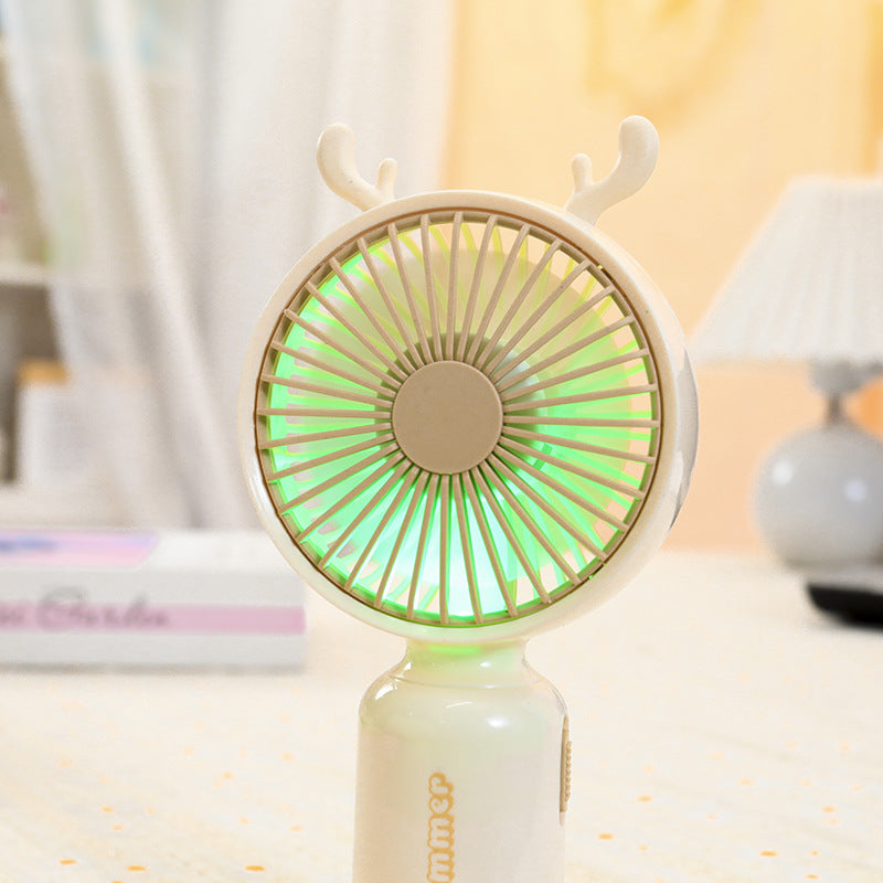 Bærbar USB mini ventilator til damer med LED natlys, foldestativ og sødt design