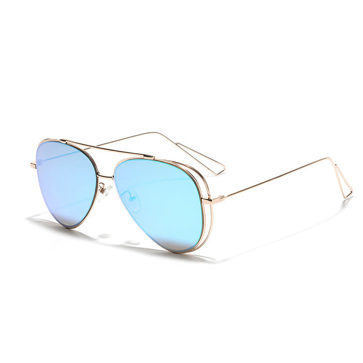 Kvindernes retro aviator solbriller med sølvmetalramme og spejlede linser