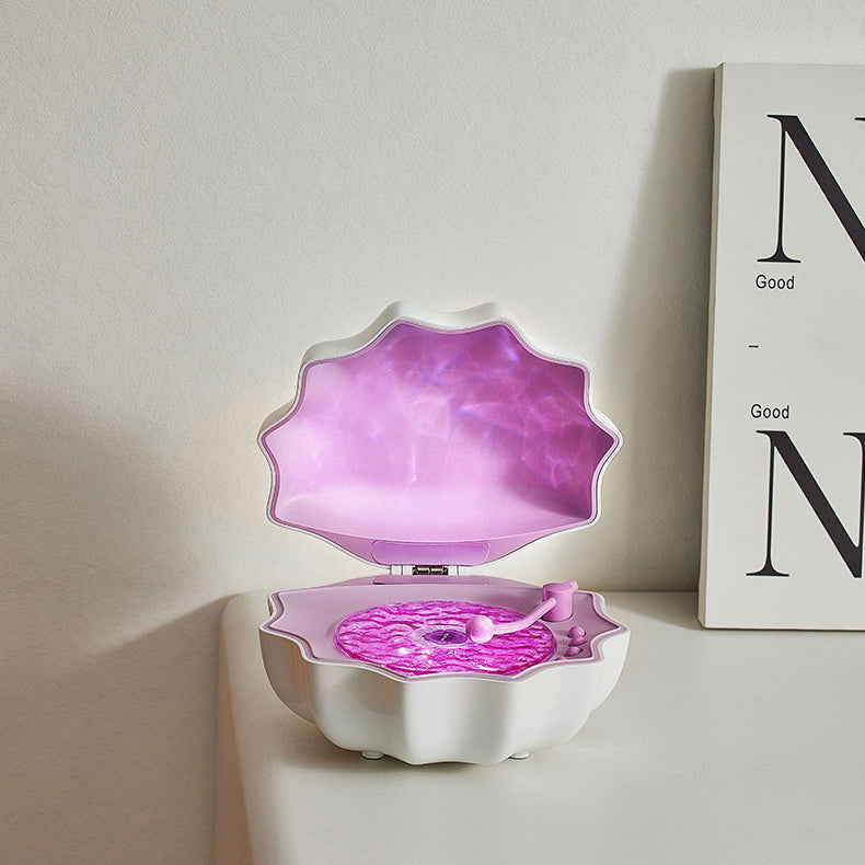 Skal Lampe Bølger Retro Bluetooth Pladespiller LED Nattelys - Perfekt Gave til Børn og Piger