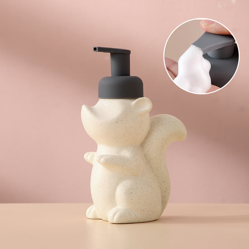 Keramisk Sæbedispenser, Egern Skum Pumpe Badeværelsesflaske, Dyre Design, Genopfyldelig Genanvendelig Lotion Pumpe til Badeværelse Køkken, 510ml/17.2oz