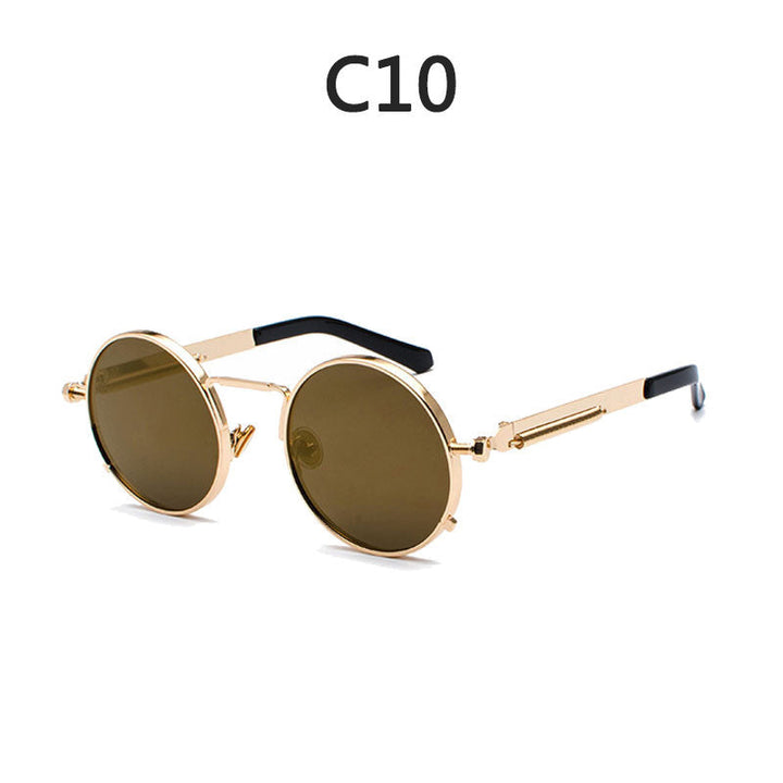 Dame Rund Metal Solbriller med Spejlelinser