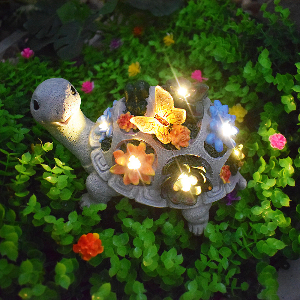 Solcelledrevet Succulent Skildpadde Haveplante Nattelys Ornament