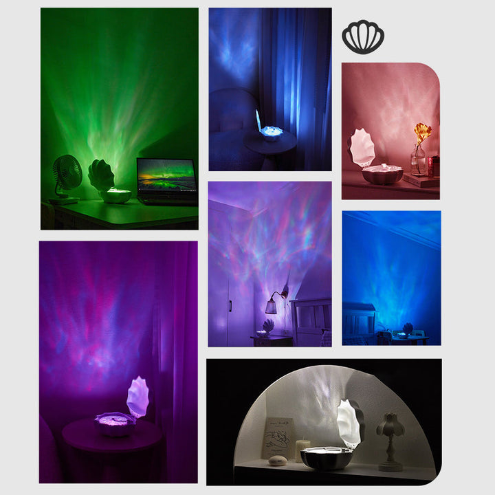 Skal Lampe Bølger Retro Bluetooth Pladespiller LED Nattelys - Perfekt Gave til Børn og Piger