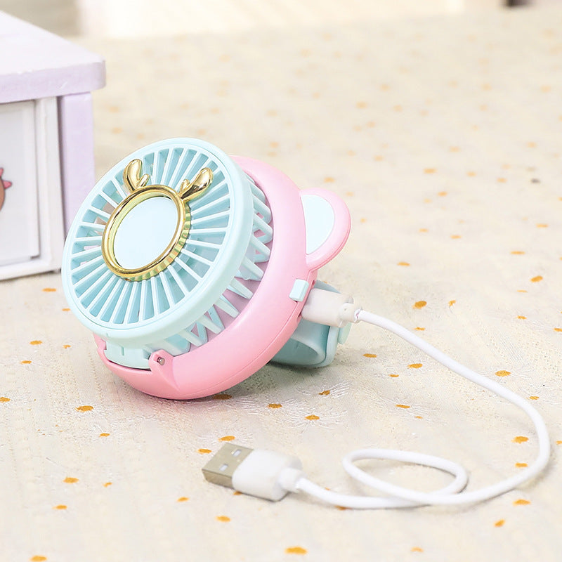 Bærbar mini ventilator til kvinder med spejlfunktion