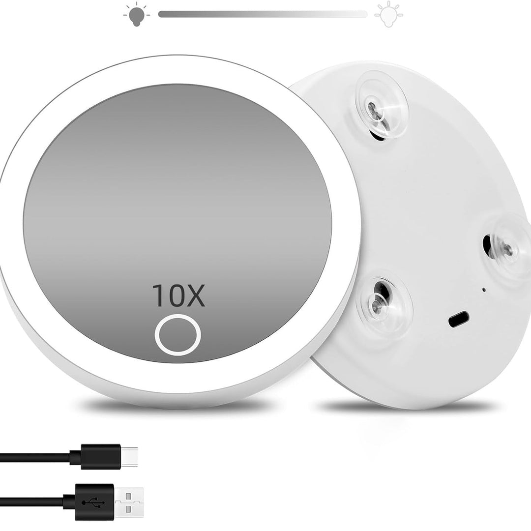 TenX LED Sugeforstørrelses Makeup Spejl med Touch Sensor USB Genopladeligt Bærbart