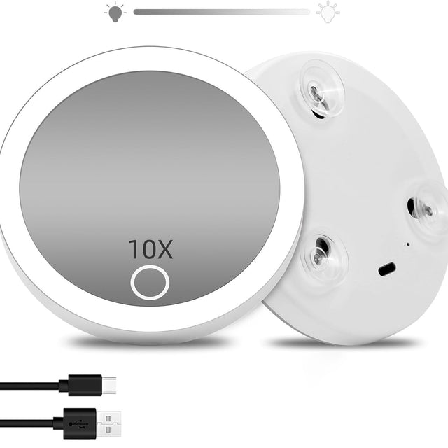 TenX LED Sugeforstørrelses Makeup Spejl med Touch Sensor USB Genopladeligt Bærbart