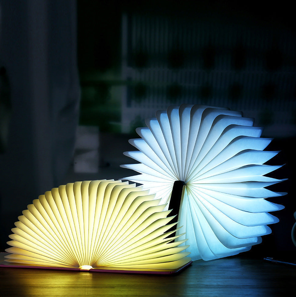 📖 Træ Bog Lampe - Til Skrivebord Studie Gave Dekoration Lys