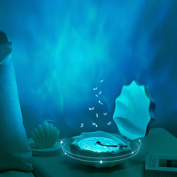 Skal Lampe Bølger Retro Bluetooth Pladespiller LED Nattelys - Perfekt Gave til Børn og Piger